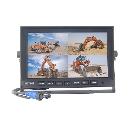 Profesjonalny Zestaw Cofania AHD Monitor 10″ Quad+3 Kamery+3 x Kabel 4 Pin Kombajn Traktor Koparka Tir