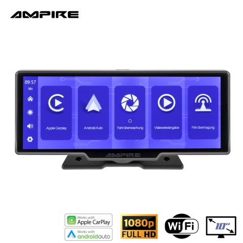 Monitor multimedialny Ampire CPM100 Apple CarPlay, Android Auto, Kamera Cofania, Wideorejestrator