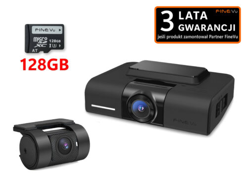 FineVu GX1100 4K 128 GB Kamera samochodowa klasy Premium 4K UHD+FHD z&nbsp;profesjonalnym trybem parkingowym, wykrywaniem ruchu, Wi-Fi, GPS i&nbsp;bazą fotoradarów