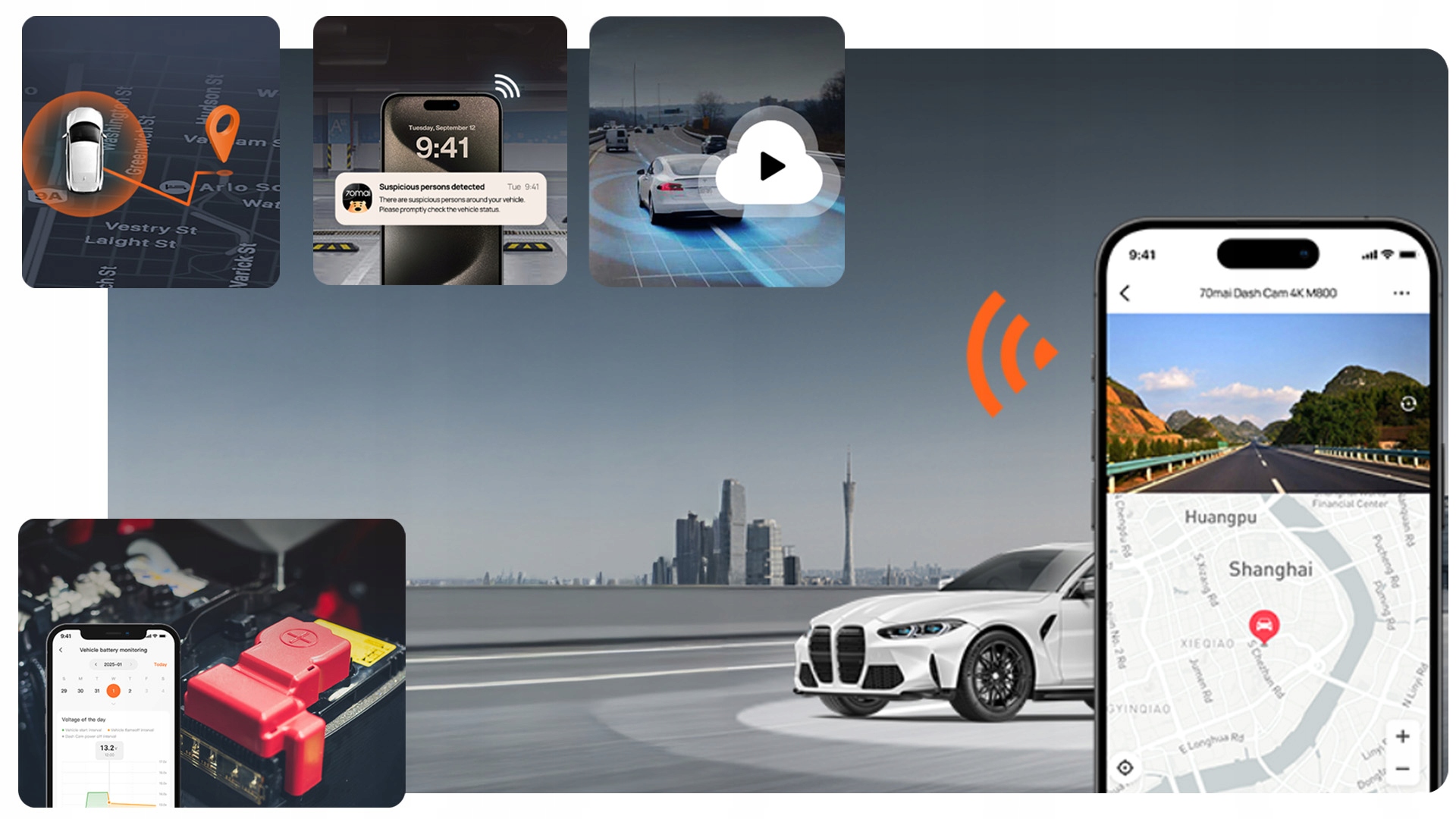 70mai-Kamera-samochodowa-A810S-4k-HDR-tylna-RC24-modul-up06-Karta-pamieci-w-zestawie-brak