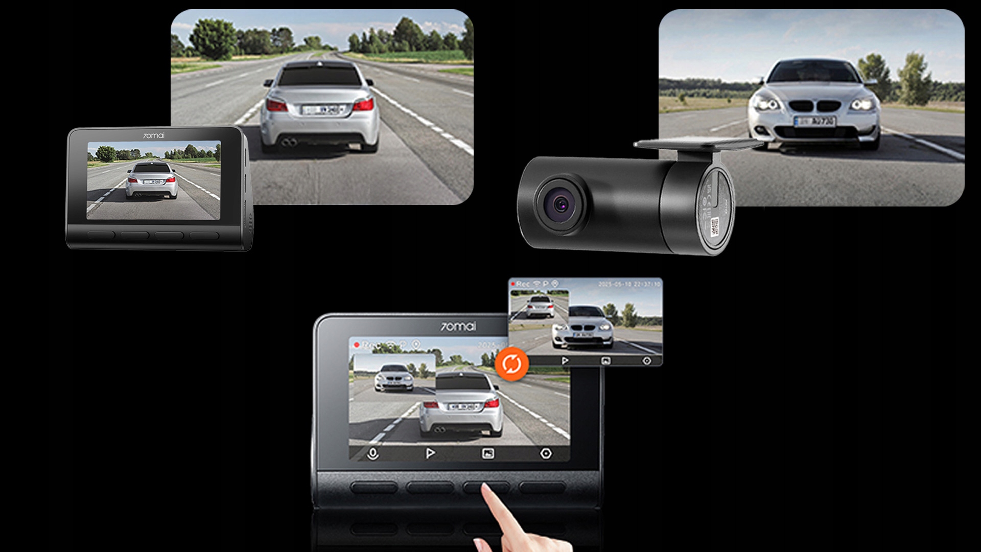 70mai-Kamera-samochodowa-A810S-4k-HDR-tylna-RC24-modul-up06-Zlacza-czytnik-kart-pamieci